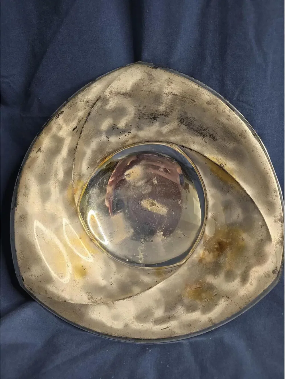 Vintage Footed WMF Ikora Silver Plated Art Nouveau 3 Sided Bowl